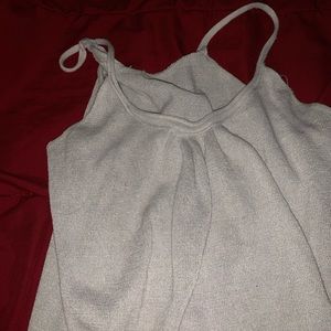 See through silver bottom dress.